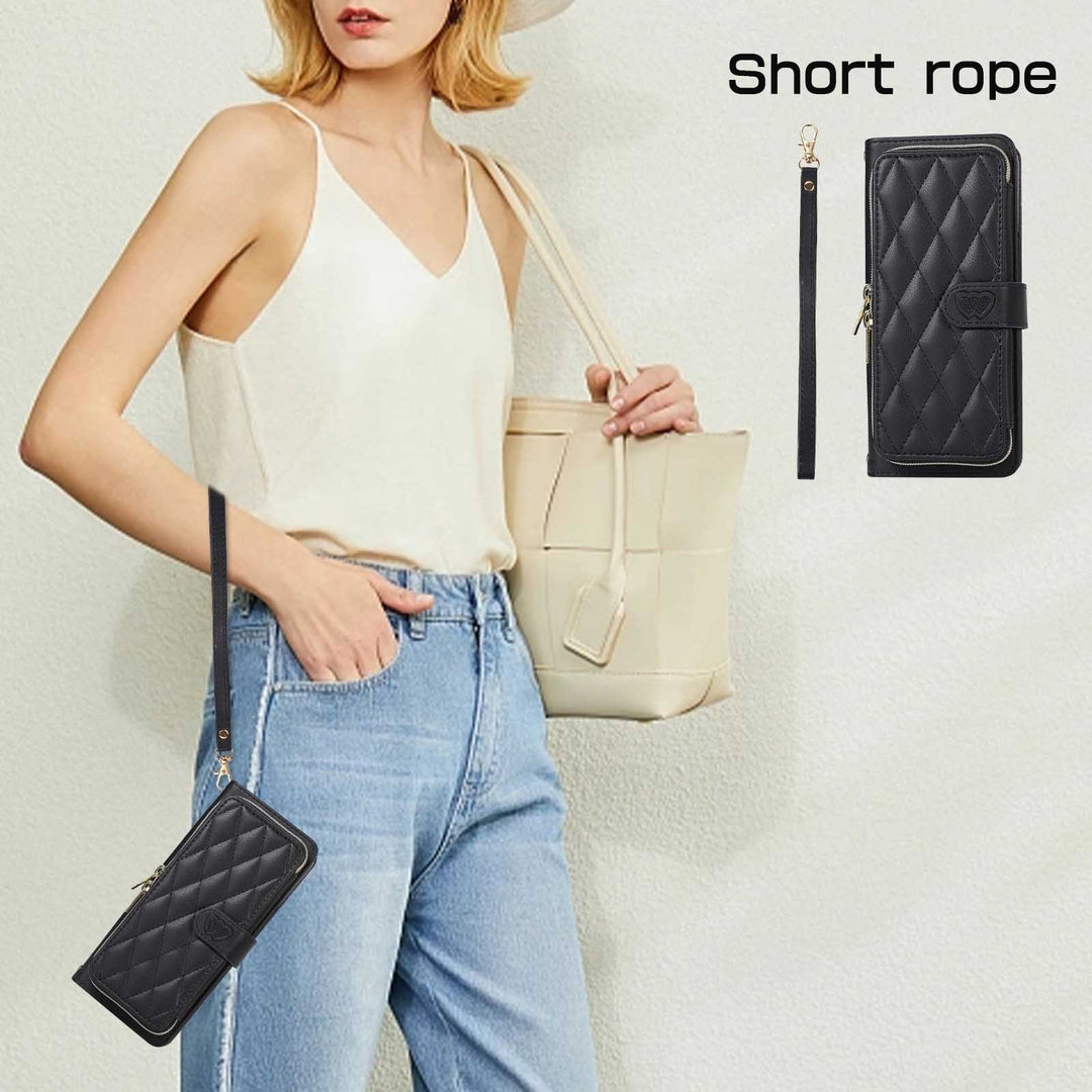 All Inclusive Zipper Crossbody Plaid Flap Telefon