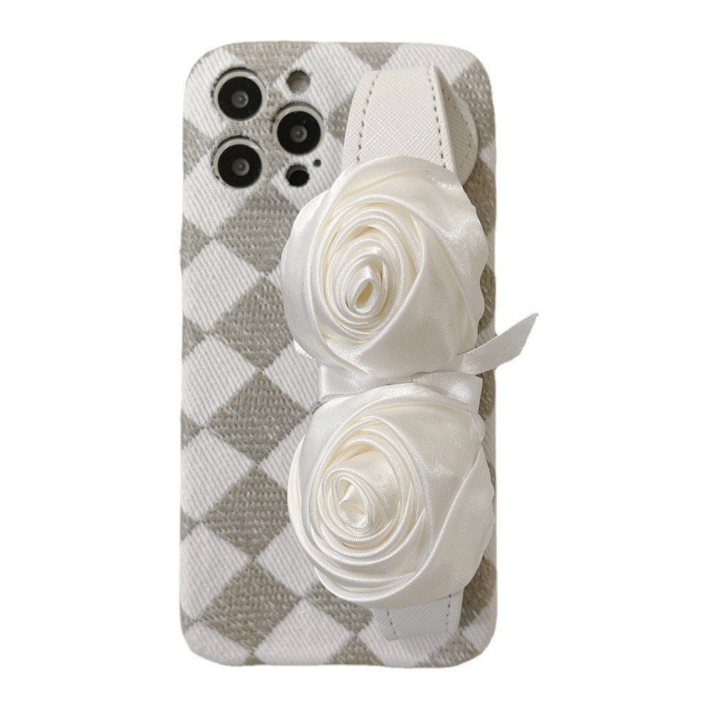 Diamond White Rose Wristband Phone Case