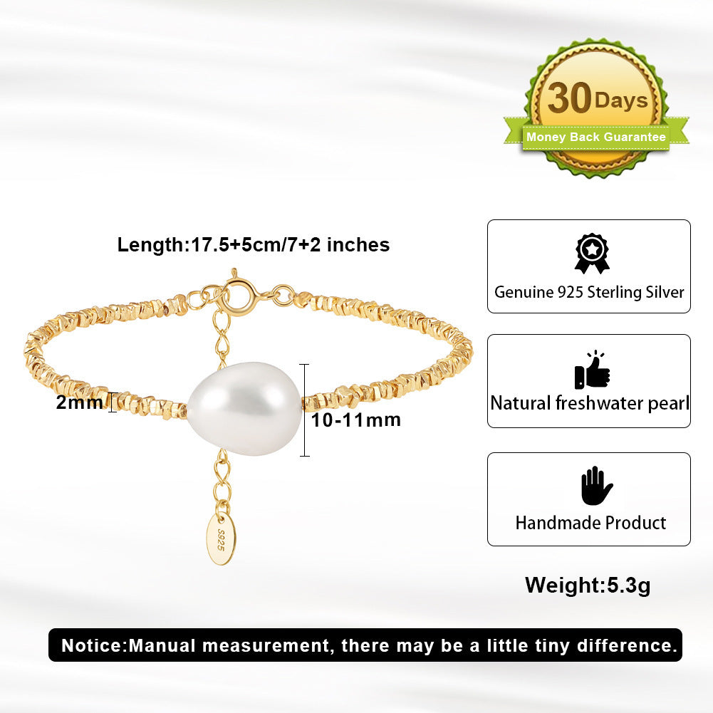 Women's Fashion Silver Baroque Pearl Bracelet