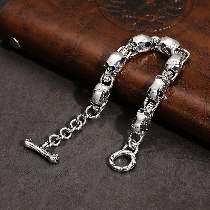 S925 Sterling Silver Punk Skull Bracelet