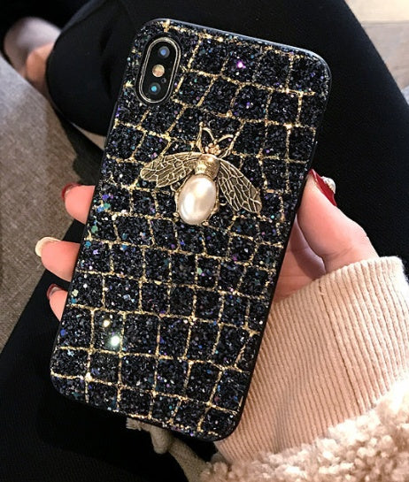 Glitter bee phone case