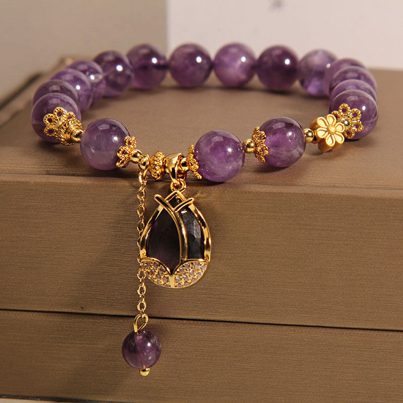 Purple Crystal Bracelet Female Summer Ins Special Interest Light Luxury Retro