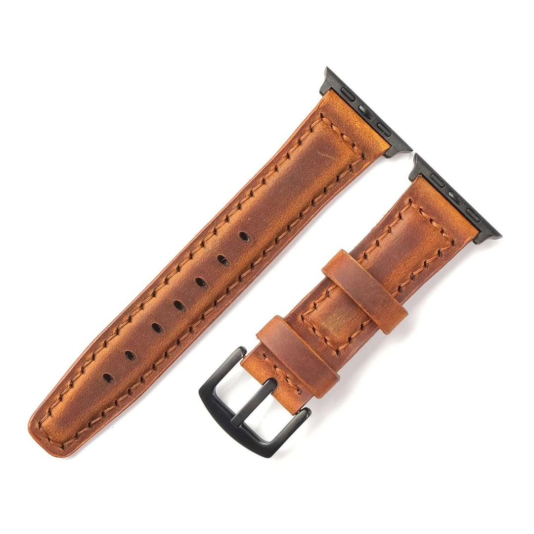 Apple Watch 7 45 MM Handmade Leather Band Strap Camel