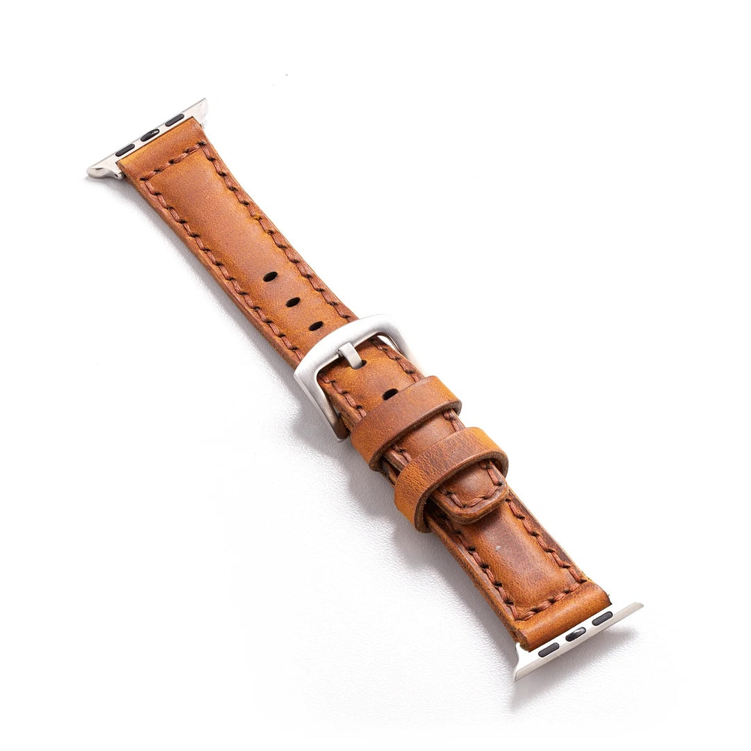 Apple Watch 8 45 MM Handmade Leather Band Strap Light Brown