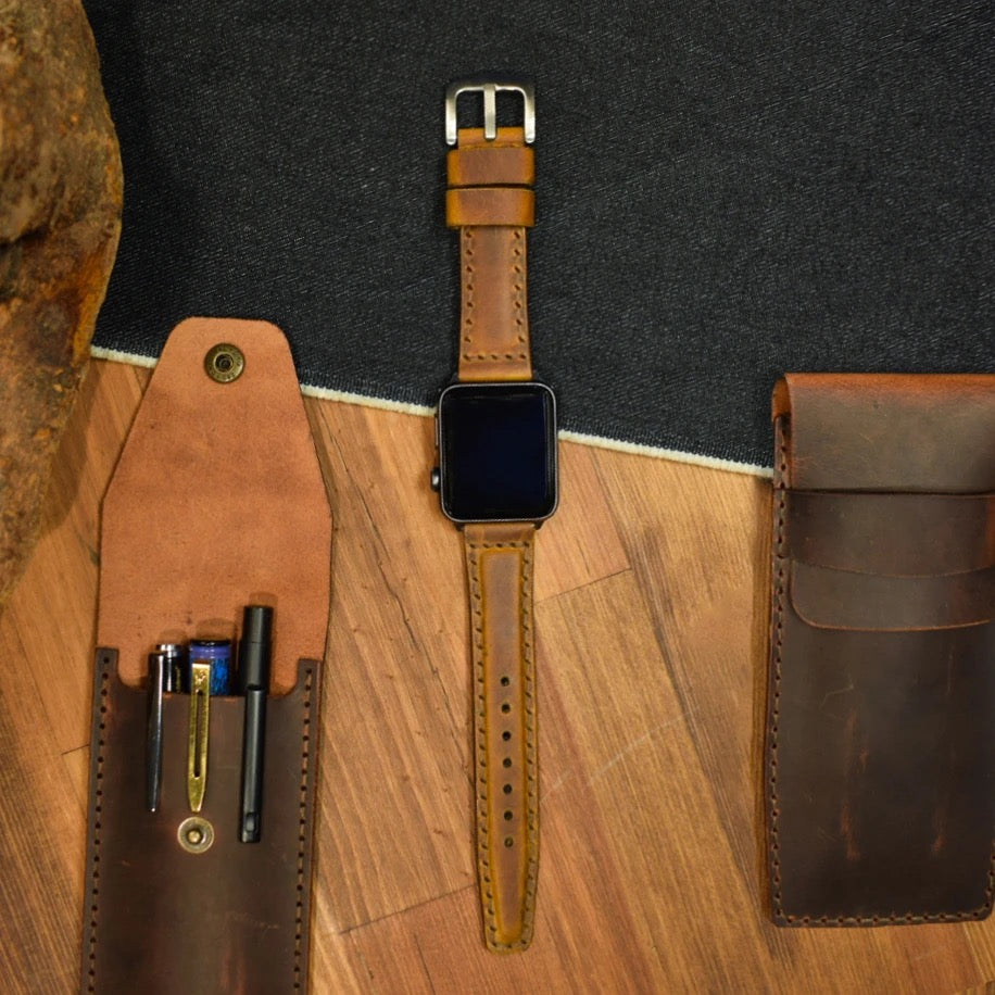 Apple Watch Ultra 49 MM Handmade Leather Band Strap Light Brown