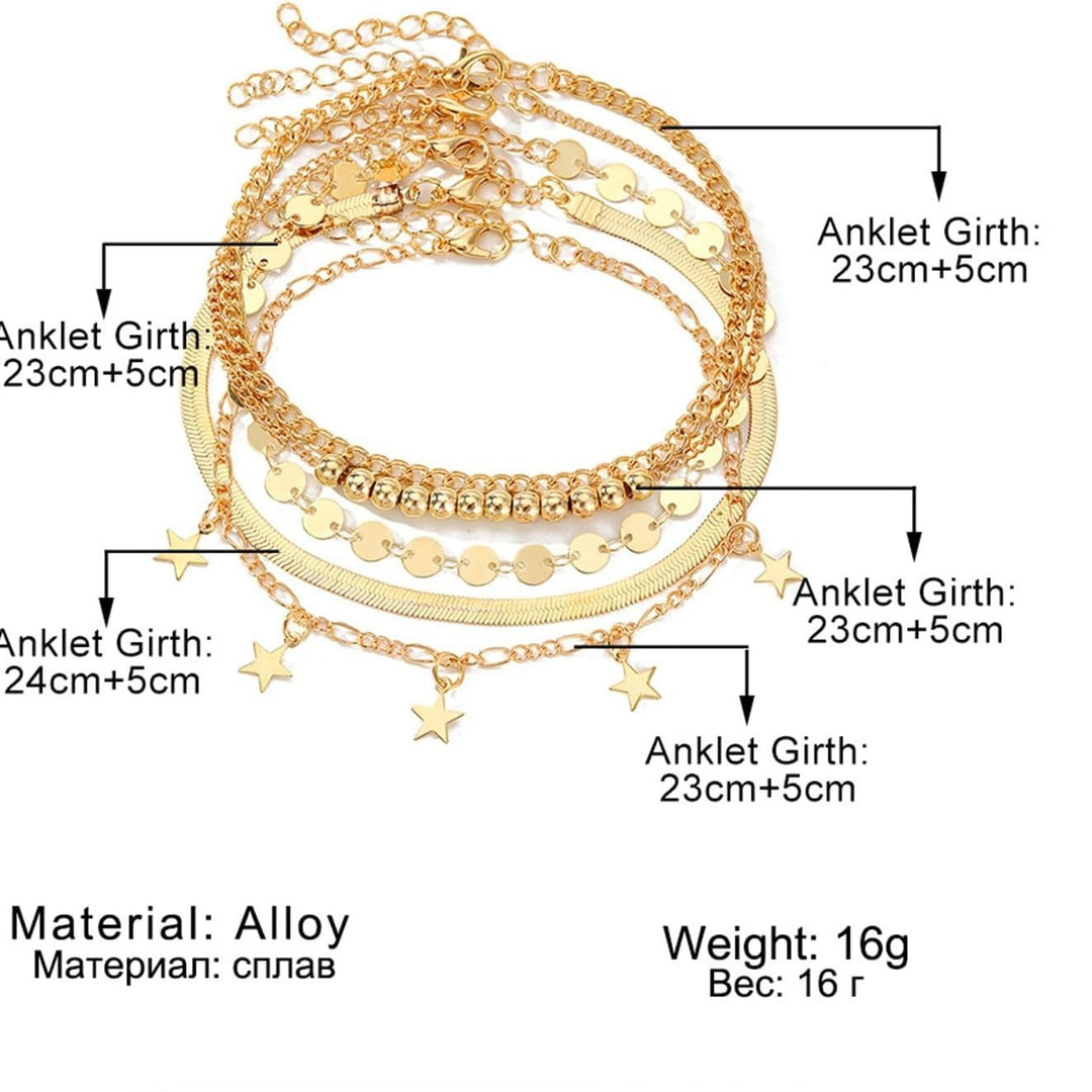 New Cuban Link Chain Anklet Multi-layer XINGX Wafer Beach Women