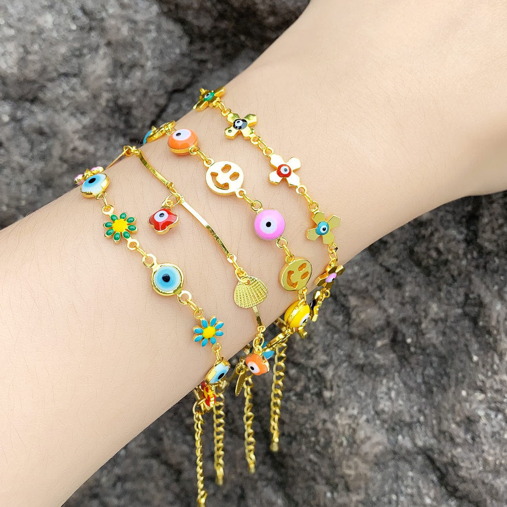 Colorful Oil Necklace Flowers Collarbone Bracelet