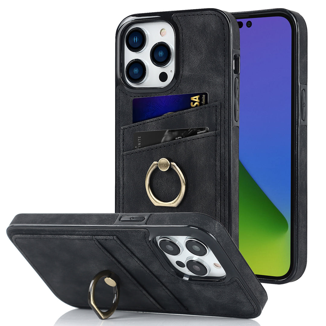 Drop-in Card Phone Case With Ring Bracket