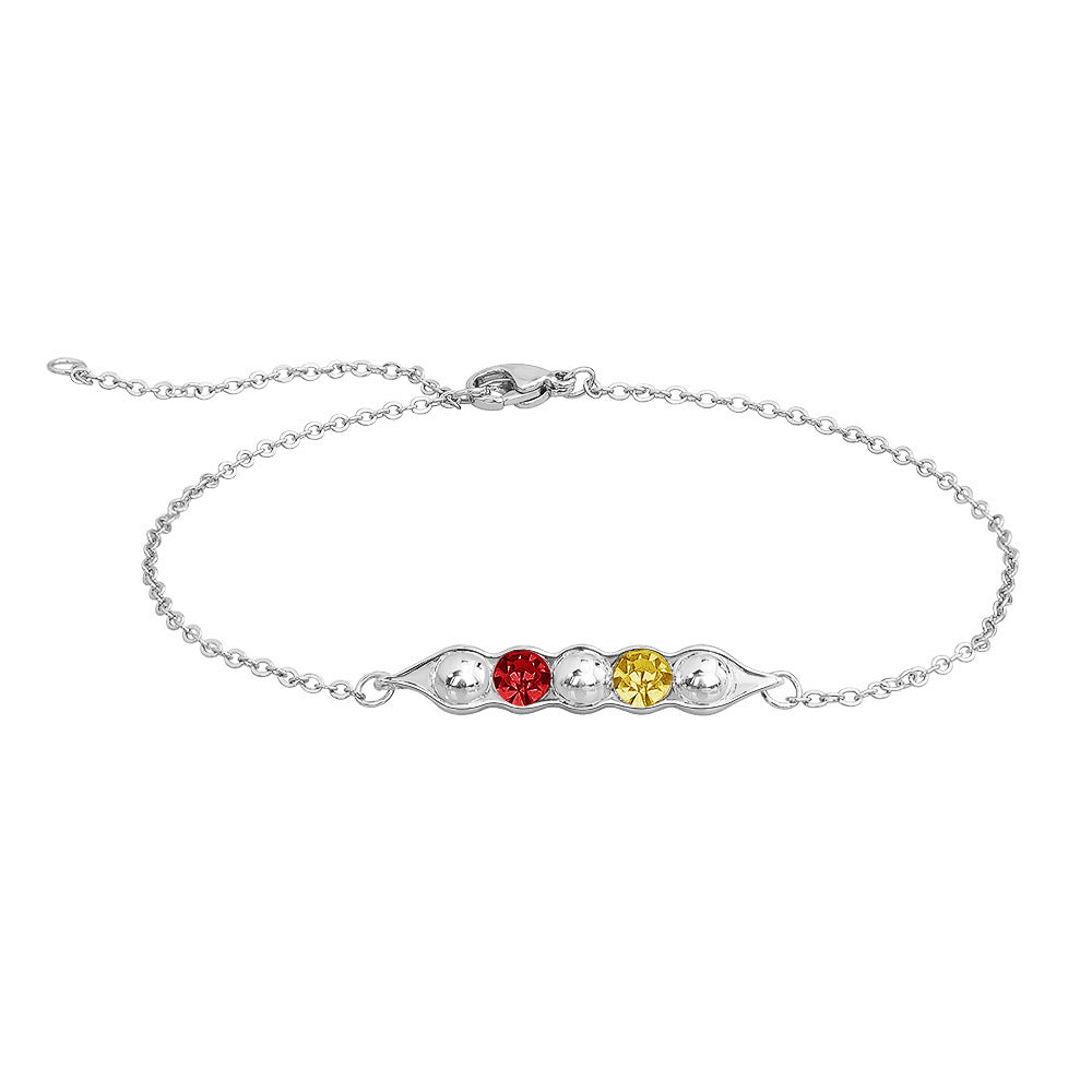 Fashion Pea Pod Female Diamond-encrusted 12-color Birthstone Bracelet