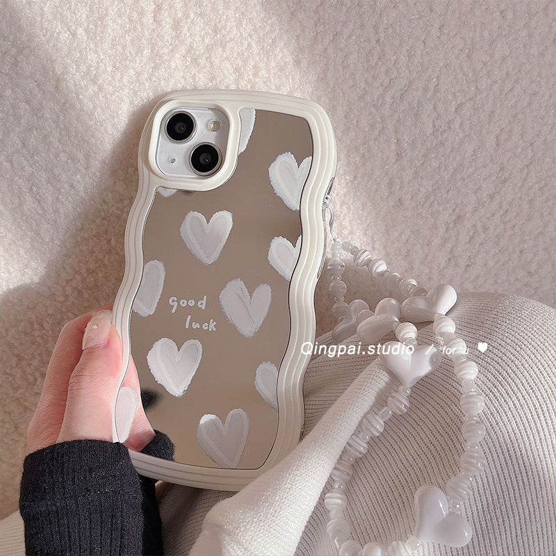 Wave Edge Mirror Heart Suitable For S24 S21 Ultra Phone Case Silicone