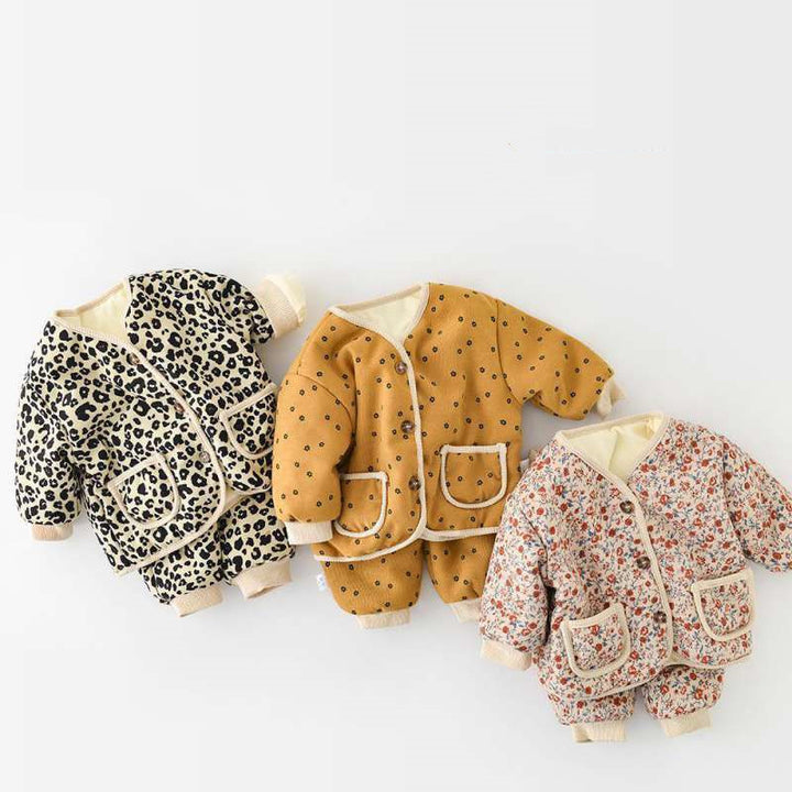 Fleece Thickened Winter Children's Baby Clothes Set