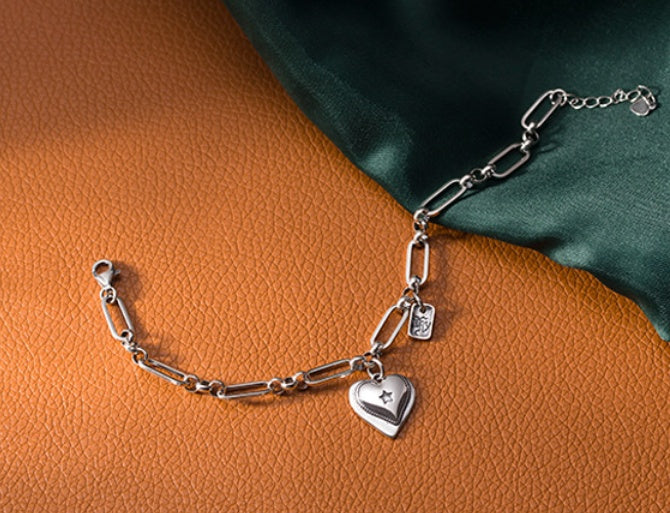 925 Loving Heart In Sterling Silver Bracelet For Women