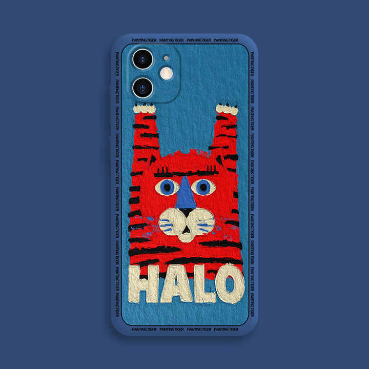 Liquid Silicone Personality Creative Couple Hello Tiger Mobile Phone Case