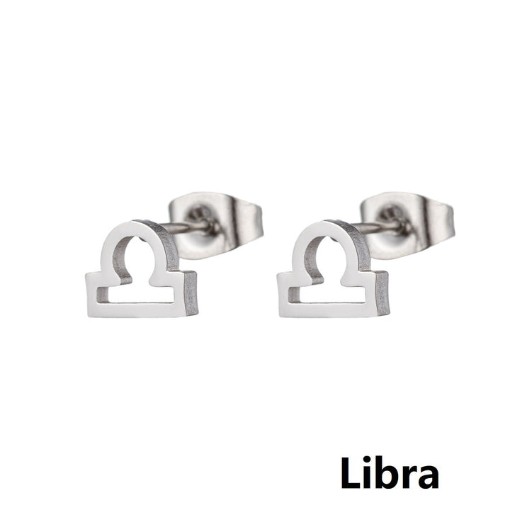 Fashion Stainless Steel Twelve Constellation Stud Earrings