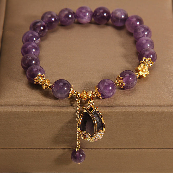 Purple Crystal Bracelet Female Summer Ins Special Interest Light Luxury Retro