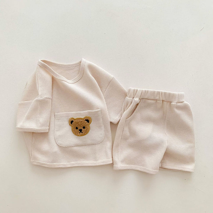 Unisex Baby Suit Clothes For Babies Summer Two-piece Bear Top Shorts