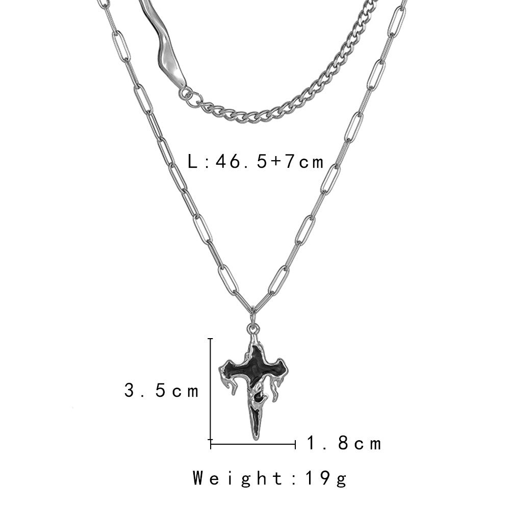 All-matching Men's Double Layer Cross Necklace