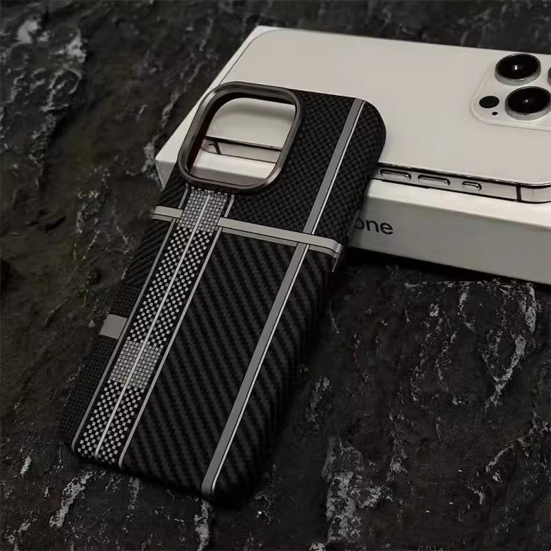 Applicable To IPhone15 Carbon Fiber Grain Magnetic Phone Case