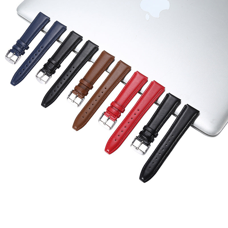 Simple Solid Color B5 Wristband With Genuine Leather Strap