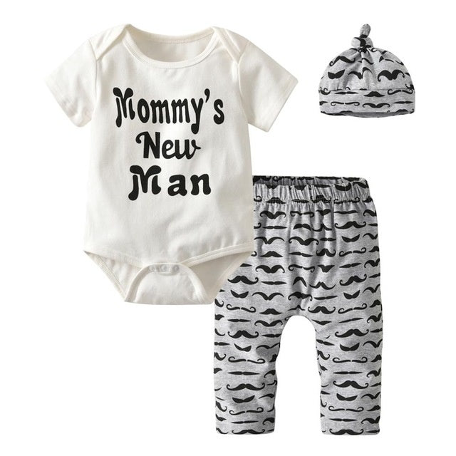 3 Pcs Newborn Baby Boy Clothes Set Cloud Boys Cotton White