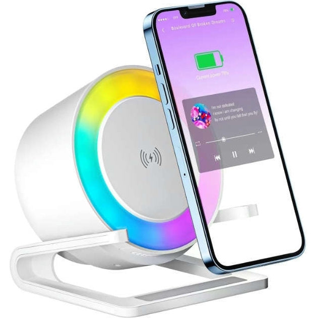 Lampa multifuncțională cu patru în unu la lămpi de noapte RGB Bluetooth Suport pentru telefon mobil 15W Încărcare wireless