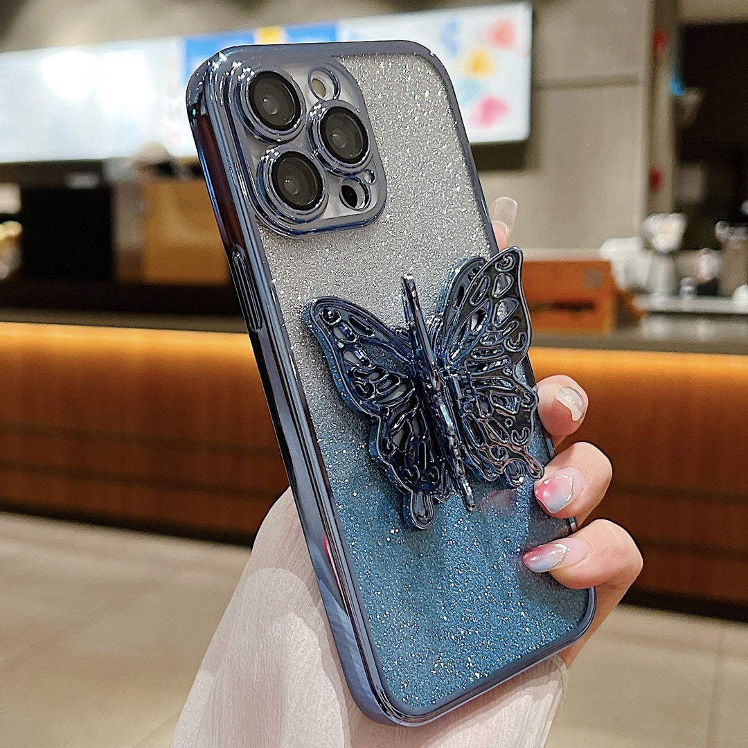 Hollow Butterfly Phone Case Gradient Transparent Plating Protective Cover