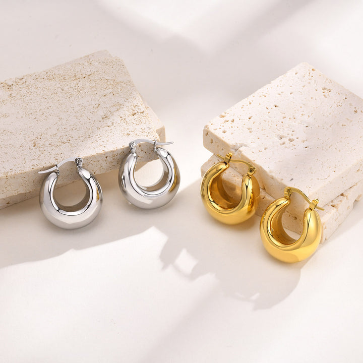 Stainless Steel 18K Gold Hollow Earrings