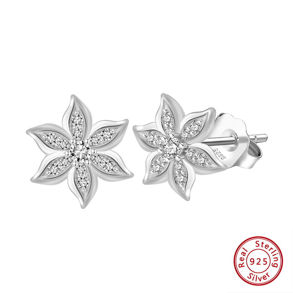 Women's Simple Retro Sterling Silver Flower Ear Studs