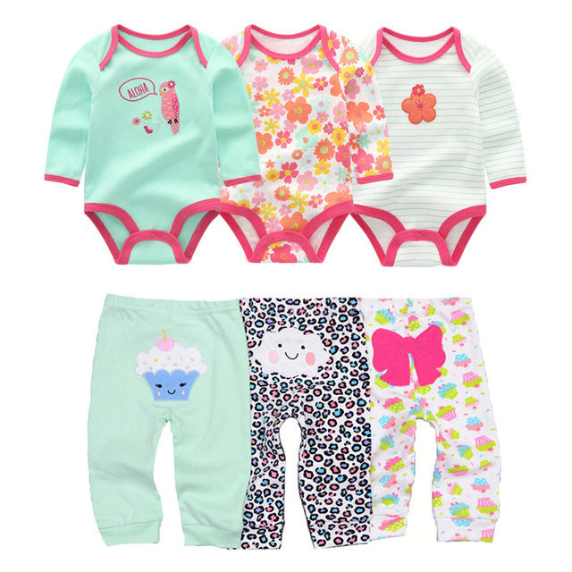 Cotton Baby Girl Clothes Bodysuits Pants Sets