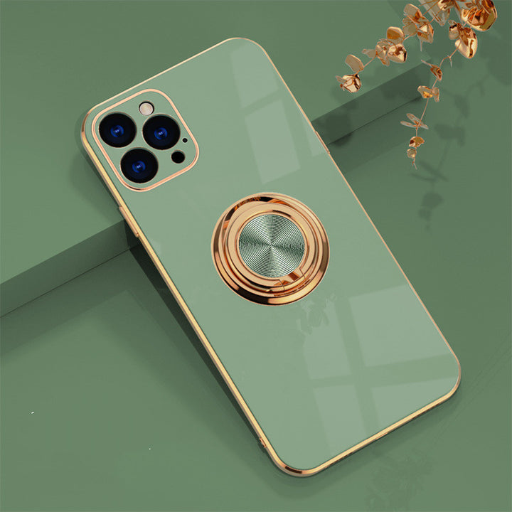 Car Electroplating Solid Color Ring Phone Case