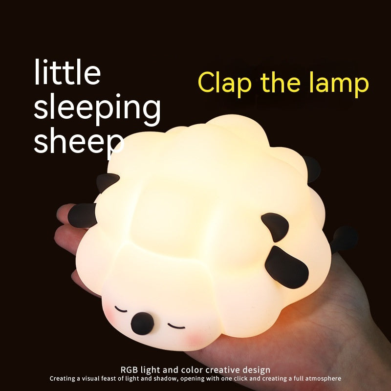 Cute Silicon Lights Night Lights Sheep Lampa dormitor pentru copii pentru copii decor de cameră reîncărcabilă Timpul de cronometrare Lumina de noapte Lumina de noapte