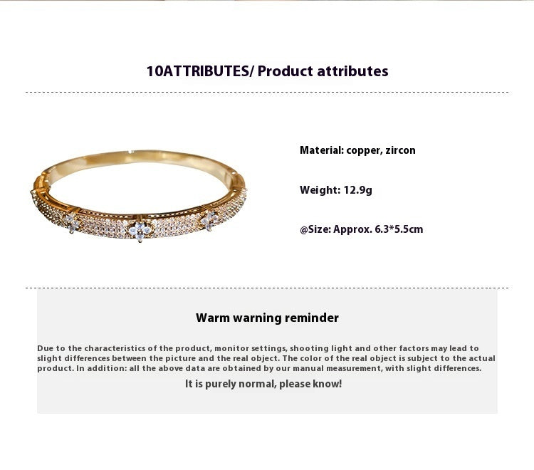 Women's Zircon Flower Niche Stylish Simple And Versatile Temperament Entry Lux High-grade Bracelet