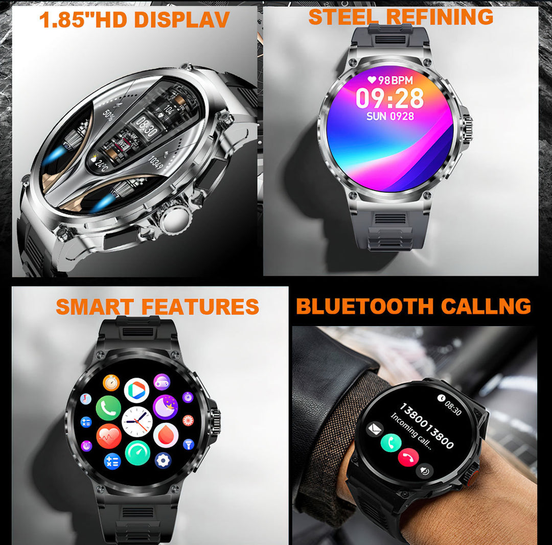 HD cu ecran mare Smart Watch Bluetooth Calling Rea cardiacă Monitorizarea oxigenului de sânge cardiac