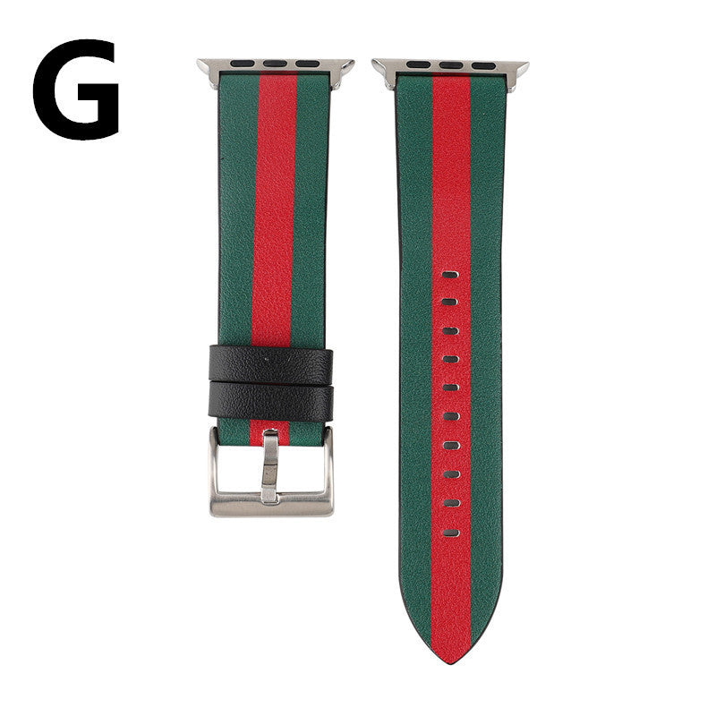 Leather Watch Strap With Flag Pattern