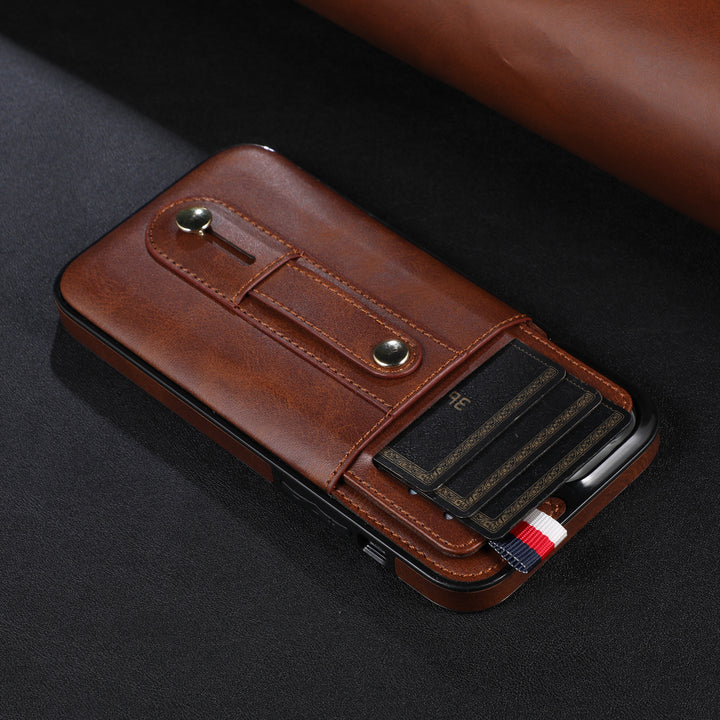 New Creative Ring Buckle Leather Card Mobile Phone Case Protective Cover