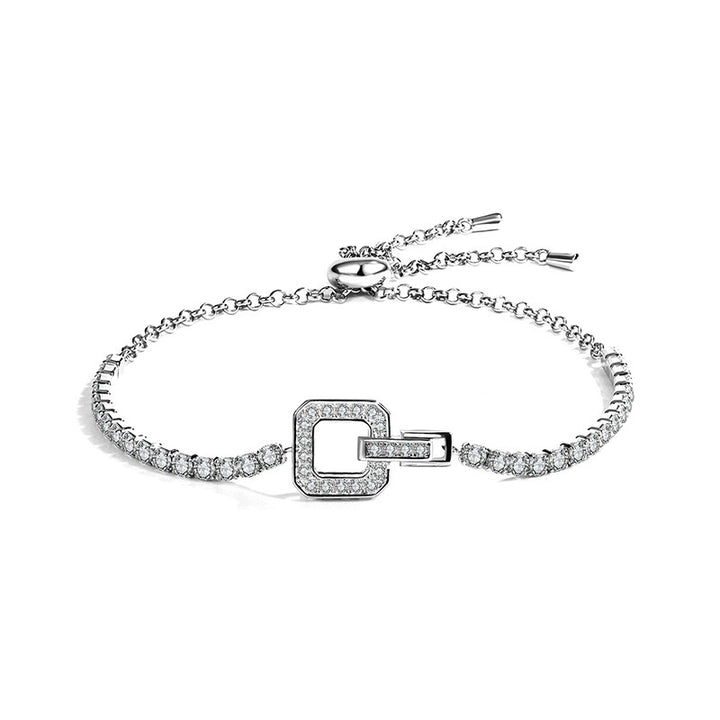 Brățară cu diamante cu cataramă pătrată pentru femei 925 Sterling Silver