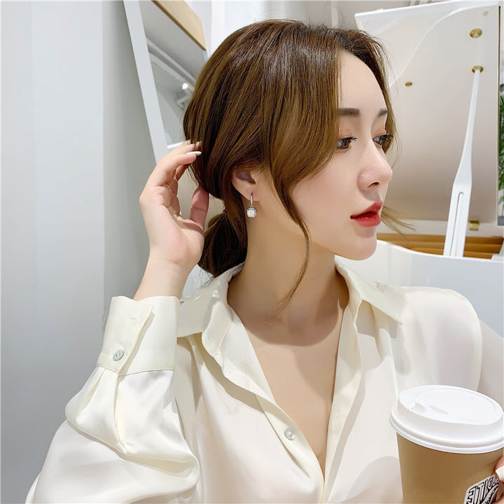 Fashion Long Square Zircon Earrings Women