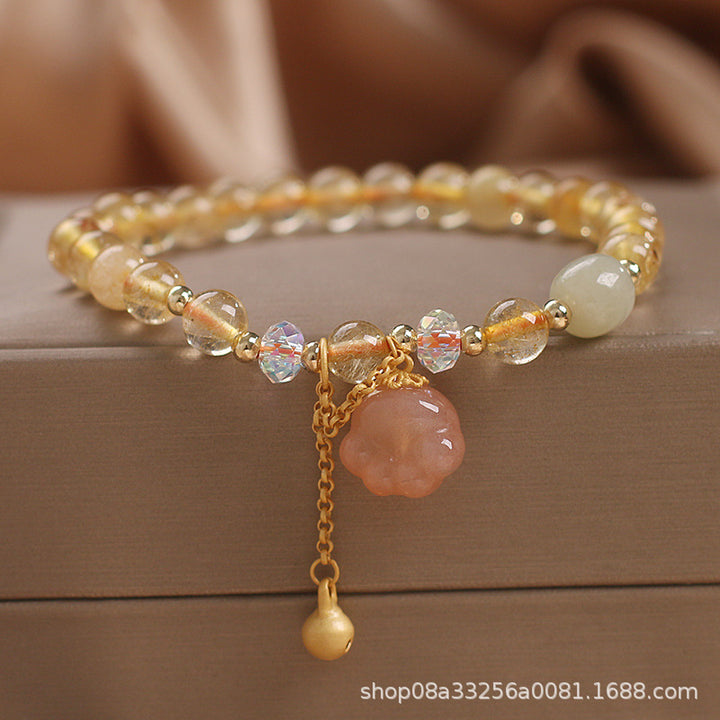 Natural Gold Rutilated Quartz Bracelet Women's National Fashion