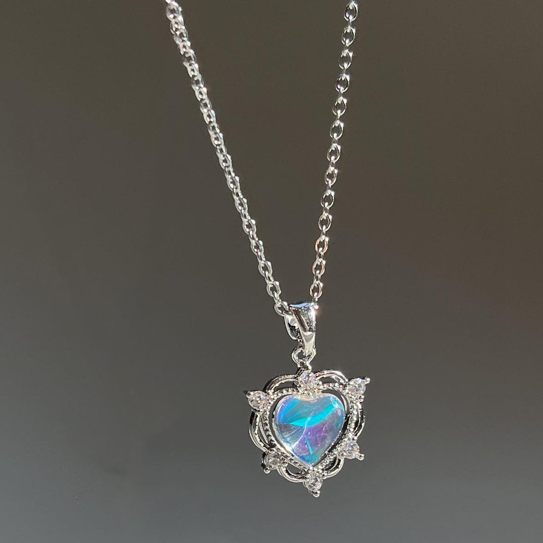 Creative Diamond Hollow Out Colorful Love Pendant Necklace