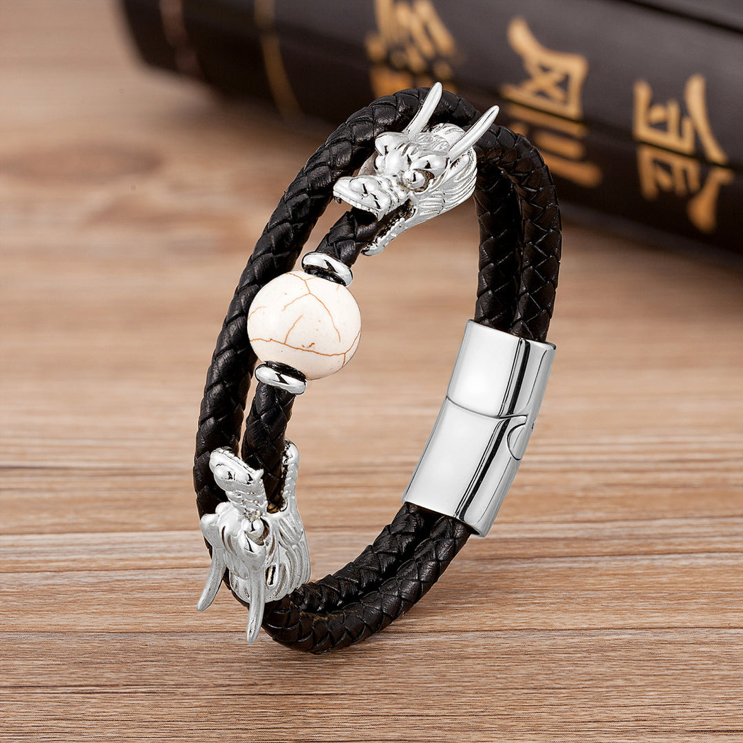 Fashion Double Layer Woven Leather String Chinese Faucet Bracelet