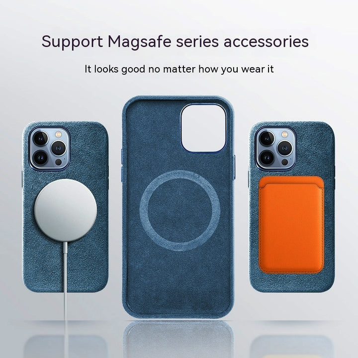 Suede Phone Magnetic Wireless Charger High-end Protective Case