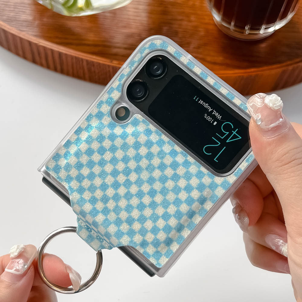 Foldable Screen Plaid Ring Phone Case