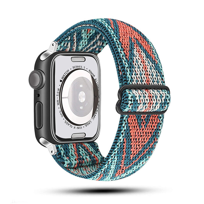 Ethnic Style Adjustable Buckle Elastic Nylon Woven Strap