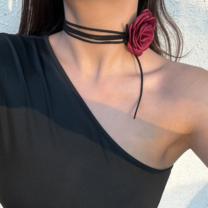 Floral Flannel Handmade Rose Necklace