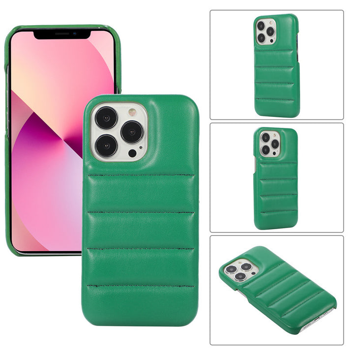 Instagram Leather Down Jacket Phone Case In Simple Solid Color