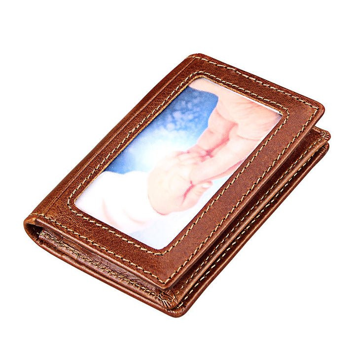 Leather Anti-magnetic RFID Anti-theft Swiping Change Document Package Card Holder