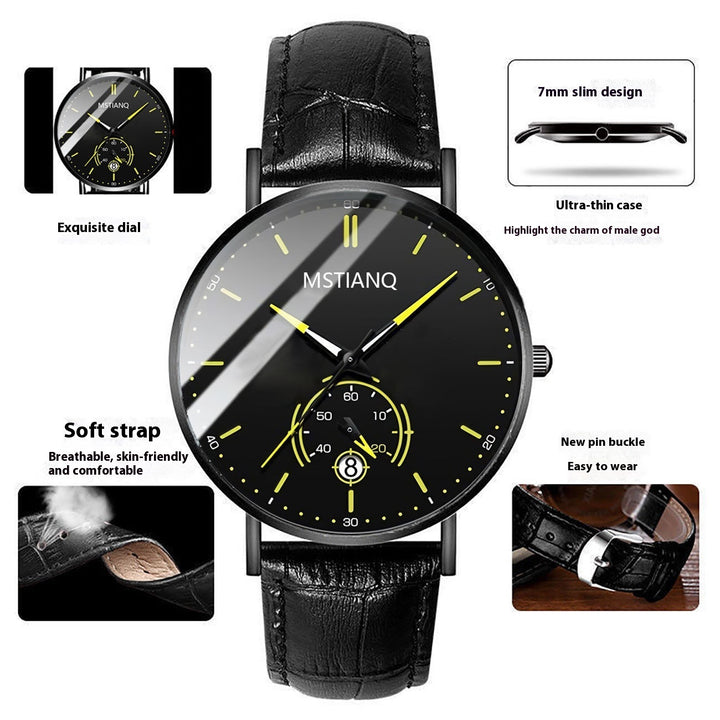 Trade Watch Stylish Black Technology Belt Refined Steel Korean Casual Calendar