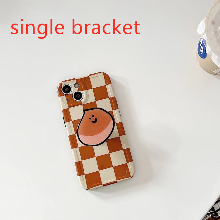 TPU Checkerboard Orange Stand Phone Case