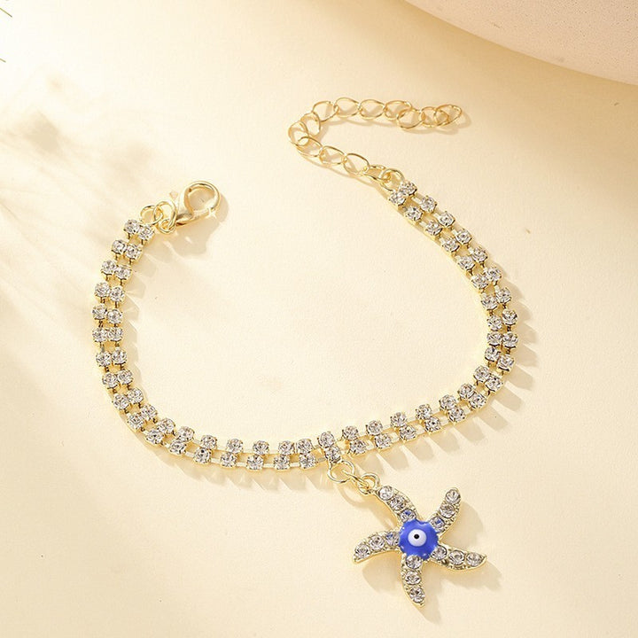 Brățară pentru ochi de diavol Blue Eye Star Star Star Evil Eye Diamond Brățară cu strat dublu