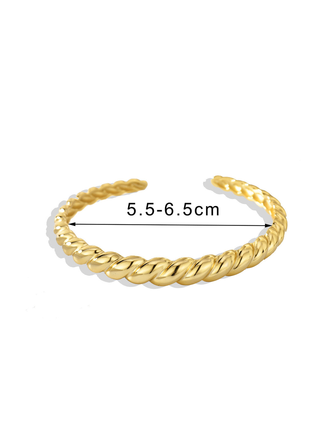 European And American 18K Gold Bracelet Opening Adjustable Simple Croissant Hemp Pattern Brass